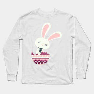 Easter rabbit in a pastel pink and maroon egg shell. Long Sleeve T-Shirt